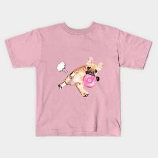 French bulldog lovers, Frenchie with donut and little fart Kids T-Shirt